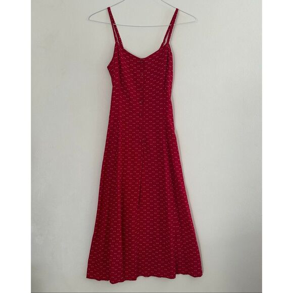 Ines de la Fressange x UNIQLO Red Polka Dot Button Front Midi Dress Women’s Smal - Picture 2 of 7